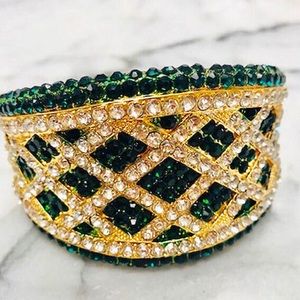 Emerald Green Crystal Lattice Cuff Bracelet,NWT